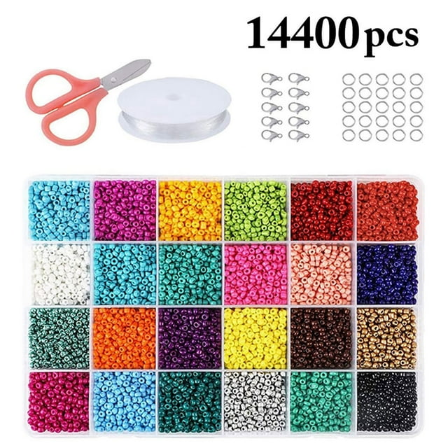 Kit de Perles Bracelet DIY 24 Couleurs Petit Ensemble de Perles Kit de Perles Poney Kit de Fabrication de Bijoux