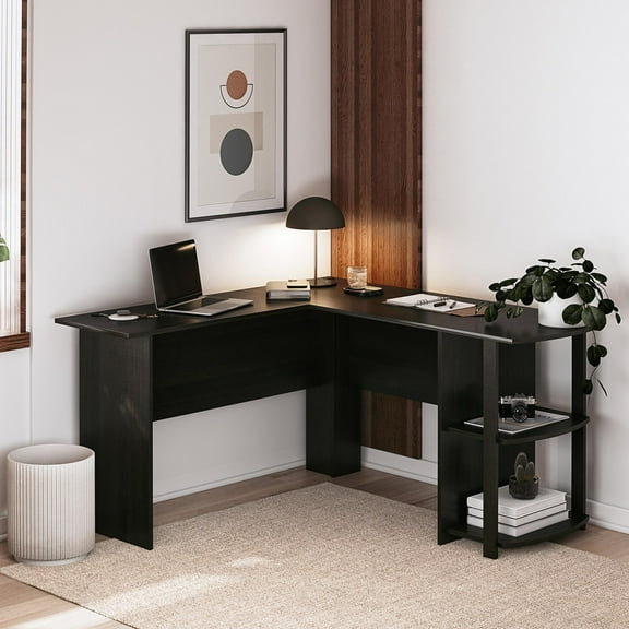 Open Box Ameriwood Home L Shaped Desk with Side Storage, Espresso