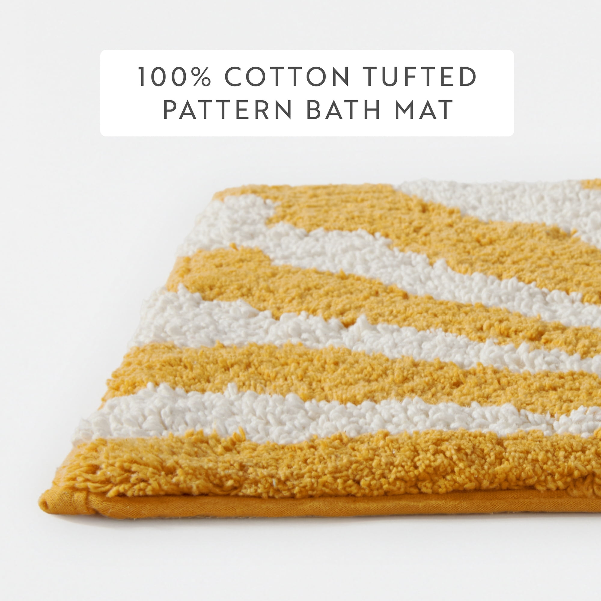 Noble Linens Modern Pattern Cotton Bath Mat, 24 in x 17 in, Sunrise Yellow