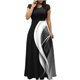 thumbnail image 2 of Puntoco Vestido Largo Estilo Resort Con Estampado Floral Empalmado De Manga Corta Para Mujer Vestido De Cuello Redondo De Manga Corta Negro Xxl,Regalos Para Mujer Joven, 2 of 5