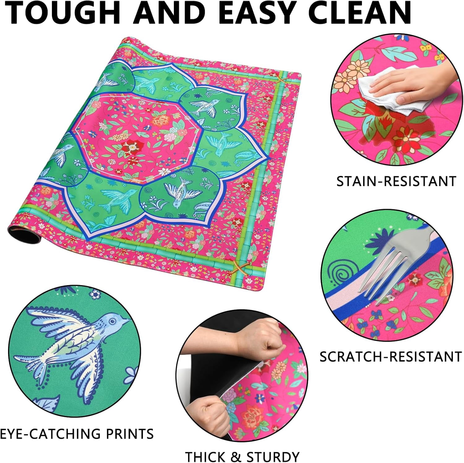 Mahjong Mat with Carrying Bag and 3 Dice, 31.5" X 31.5" Noise Reduction Mahjong Table Cover, Non Slip Gaming Mat for Board Tile Games Poker Card Dominoes, Mahjong Gifts for Women Mahjong Accessories