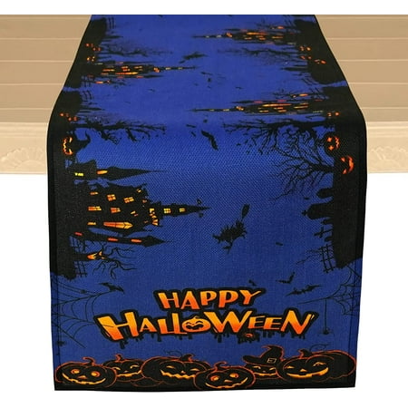 

Halloween Table Runner 13.8*71 inch Halloween Table Cover Washable Spider Web Table Runner for Halloween Decoration