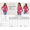 thumbnail image 4 of PRETTYGARDEN Women Button Down Floral Shirts Fall Trendy Long Sleeve V Neck Ruched Fitted Mesh Blouse Tops Date Outfits, 4 of 11