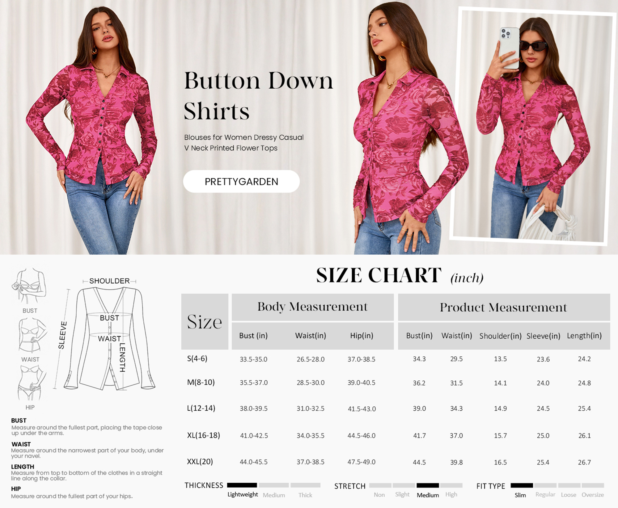 Prettygarden Women's Floral Button-Down Ruched Blouse photo 3