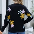 thumbnail image 3 of Bixock Women Fall and Winter Top,Women Sweater,Women's Comfortable Round Neck Long Sleeved Floral Embroidery Casual Pullover Sweater, 3 of 5