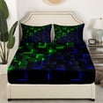 thumbnail image 3 of Erosebridal Futuristic Cubes Bed Sheets Set Queen Size,Plaid Buffalo Bedding Sets Queen Size,Geometric Grid Bed Sheets Queen,Microfiber Gradient Room Decoration,4-Piece, 3 of 7