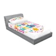 thumbnail image 2 of Ambesonne Cartoon Fitted Sheet & Pillow Sham Set, Words with Heart Shapes, Twin, Multicolor, 2 of 2
