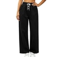thumbnail image 6 of Nfurl Straight Leg Sweatpants for Women Pockets Elastic Waist Drawstring Workout Casual Pants High Waisted Lounge Pants Trousers Women's Sweatpant Black,XL, 6 of 9