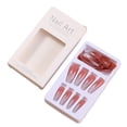 thumbnail image 2 of PVCS Wearing Nail Wholesale Long Trapezoid Blush Chain Checkerboard Camellia Wearable Nail Art, 2 of 2