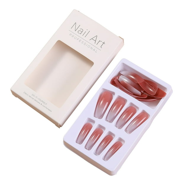 Fankiway Clearances Nail Supplies Wearing Nail Wholesale Long Trapezoid Blush Chain Checkerboard Camellia Wearable Nail Art Flash Picks