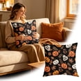 thumbnail image 2 of 18x18 Inch Orange White Pumpkin Throw Pillow Cover Soft Autumn Thanksgiving Farmhouse Seasonal Sofa Couch Decor Cushion Case, 2 of 4
