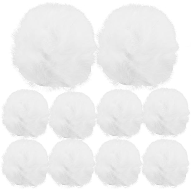 12 pompones de piel sintética para sombreros y zapatos, pinzas blancas de bola esponjosa para decoración navideña, accesorios suaves y afelpados para zapatos y manualidades