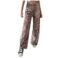 thumbnail image 1 of BLVB Women's Casual Leopard Print Wide Leg Pants,, 1 of 5
