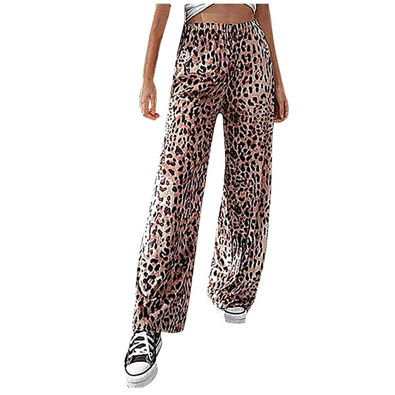 YWDJ Wide Leg Sweatpants Women Women Leopard Print Printing Loose High  Waist Leisure Time Wide Leg Pants Pink XS 