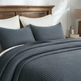 thumbnail image 2 of EVERGRACE Cross Stitch Pre-Washed Cotton Quilt Bedding Set King Size, Oversized 3 Pieces Lightweight Bedspread Coverlet for All Season, with 2 Matching Shams, Midnight Blue, 108"x96", 2 of 8