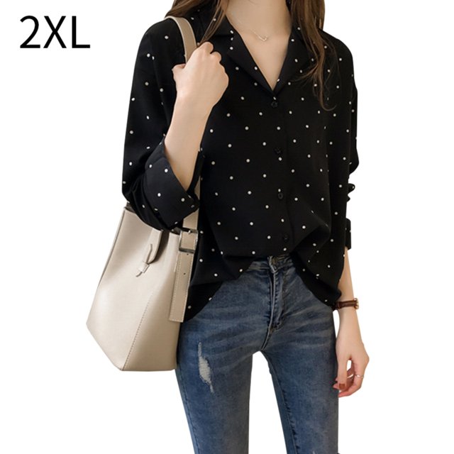 Camisa de punto Mujer Verano Manga larga Cuello en V Botón Suelto Casual Top, Negro, XXL Monstrate AP001361-12B