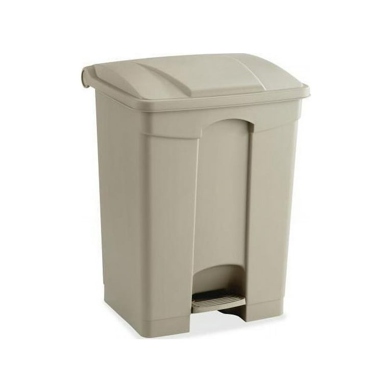 Large Capacity Plastic Step-On Receptacle, 17 gal, Plastic, Tan Large Capacity Plastic Step-On Receptacle, 17 gal, Plastic, Tan