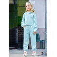 thumbnail image 5 of Arshiner Girl's 2 Piece Outfit Solid Waffle Long Sleeve Pullover Hooded Sweatshirt and Sweatpants Knit Sets Cute Child Tracksuits, 5 of 10