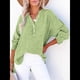 thumbnail image 4 of Blusas Casuales de Larga con Cuello en V y Botones para Mujer, Blusas Lisas de Gran Tamaño. Verde XXL, 4 of 7