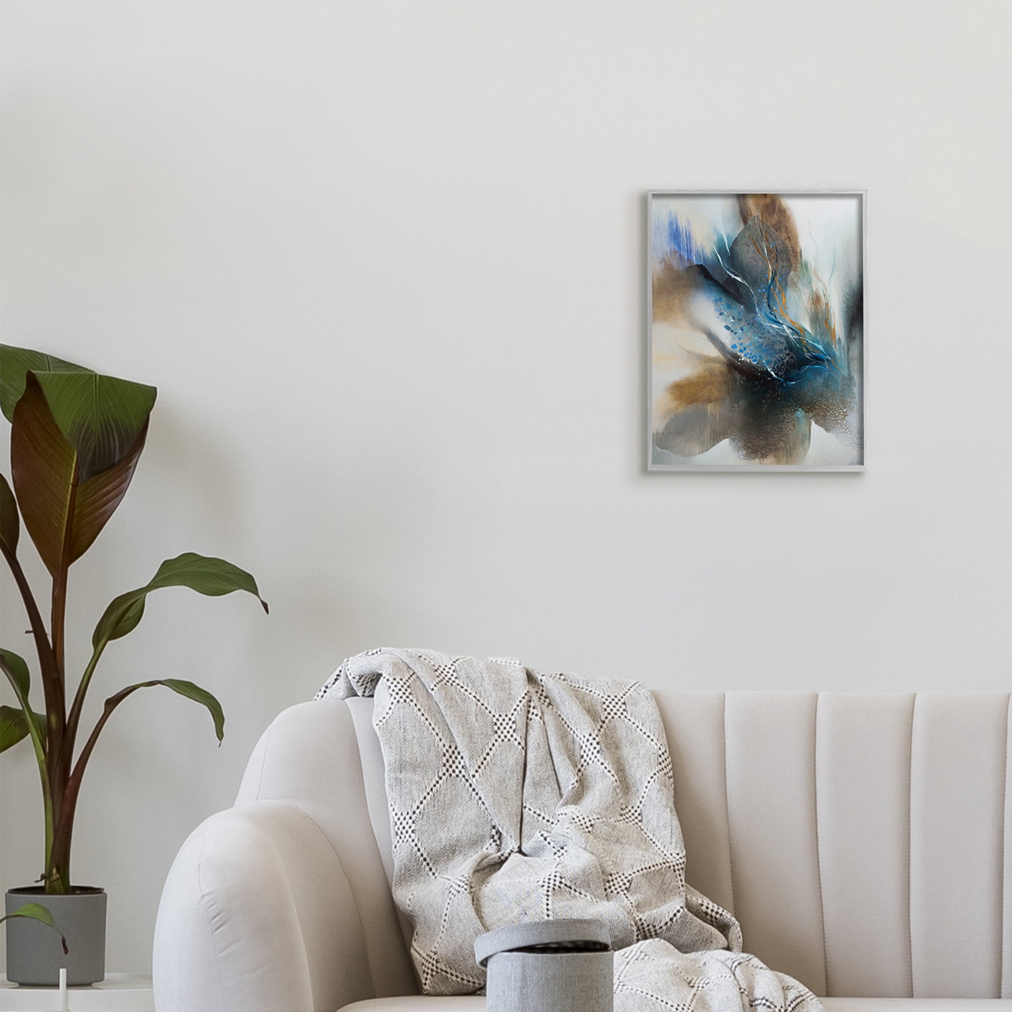 Abstract Interpretation of Blue Speckled Bird 11 in x 14 in Framed Painting Art Prints, by Stupell Home Décor