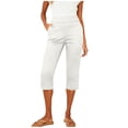 thumbnail image 3 of Yertdoel Capri Pants for Women Elastic Waist Button Split Hem Solid Color Workout Capris with Pockets Daily Cozy Casual Lightweight Capri Pants, 3 of 9