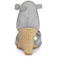 thumbnail image 3 of Unique Bargains Dentelle Florale en Maille Compensée Sandales Gris Nous 8,5, 3 of 5
