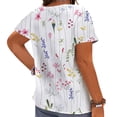 thumbnail image 2 of CLOOCL Women Blouse Tops Wild Flower 3D Printed Shirts Oversized White T-shirt, 2 of 6