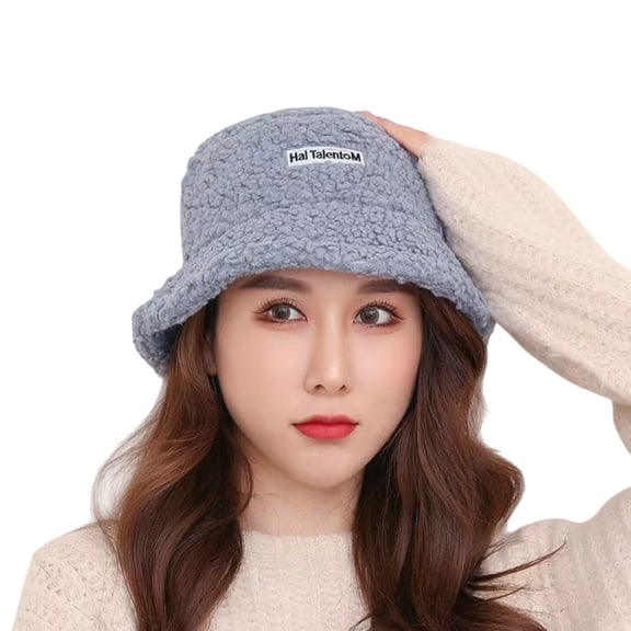 Hats for Women Lamb Wool Fisherman Hat Warm All Season Outdoor Cap