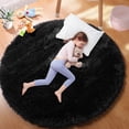 thumbnail image 1 of Alfombra redonda PAGISOFE negra para dormitorio, 150 x 150 cm, 1 of 7
