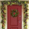 thumbnail image 4 of CuiLiyq 15.7 Inch Artificial Christmas Wreath, Xmas Garland with Pine Needles and Red Berries, for Christmas Party Home Wall Front Door Berries Wreath (Green), 4 of 6