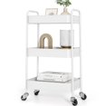 thumbnail image 1 of Carrito metálico rodante de 3 niveles TOOLF con ruedas bloqueables, blanco, 1 of 9