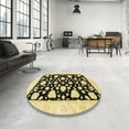 thumbnail image 4 of Ahgly Company Machine Washable Indoor Round Abstract Mustard Yellow Area Rugs, 3' Round, 4 of 7