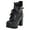 Black, variant on Jsaierl Platform Boots for Women, Heeled Combat Boots Chunky Heel Booties Round Toe Lace Up High Heel Ankle Boots