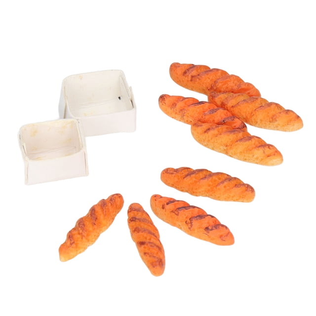 40 piezas de pan en miniatura para casa de muñecas, material de resina seguro de alta simulación, pan para casa de muñecas con 10 bases para regalos para niños