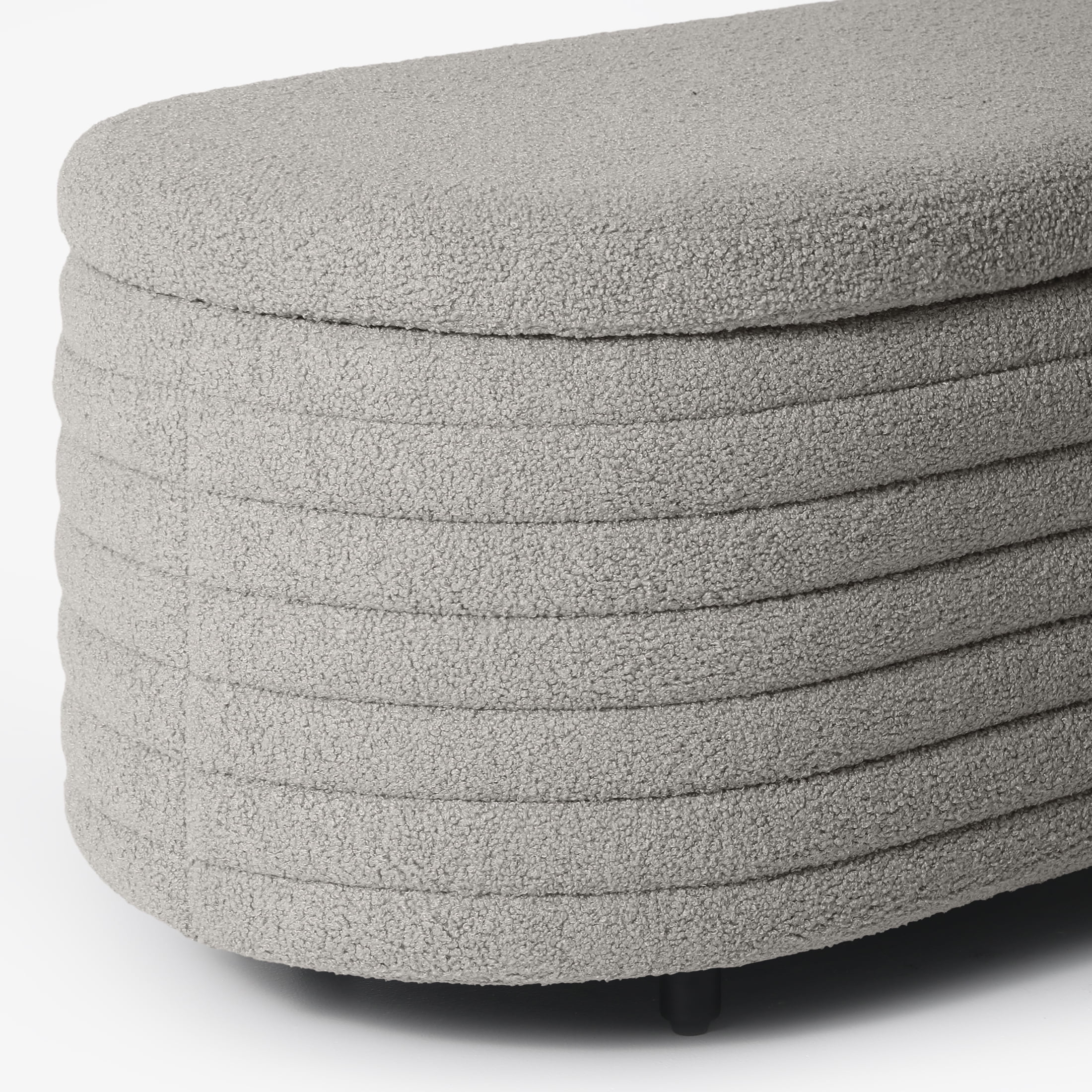 WestinTrends 42" Wide Mid-Century Modern Upholstered Teddy Sherpa Tufted Oval Storage Ottoman Bench, Light Gray