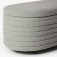 thumbnail image 3 of WestinTrends 42" Wide Mid-Century Modern Upholstered Teddy Sherpa Tufted Oval Storage Ottoman Bench, Light Gray, 3 of 7
