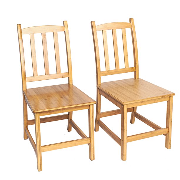 Dining Chairs, 2Pcs Sturdy Bamboo Chairs Wood Color