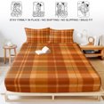 thumbnail image 5 of Full Size Fitted Sheet Set - Orange Plaid 3 Piece Bedding Sets 16" Deep Pocket Fitted Sheet with 2 Pillowcases, Modern Thanksgiving Grids Striped Brushed Microfiber Hotel Luxury Bed Sheets, 5 of 9