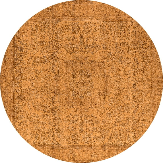 Ahgly Company Indoor Round Oriental Orange Industrial Area Rugs, 7' Round