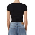 thumbnail image 3 of Summer Squareneck Women Slim Fit Short Sleeve Shirt Tee Tops, 3 of 3