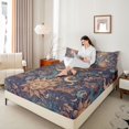 thumbnail image 3 of Homewish Vintage Sun Moon Bed Sheets,Retro Bohemian Full Size Sheets,Brown Blue,4-Piece,1 Flat Sheet, 1 Fitted Sheet and 2 Pillowcases, 3 of 6