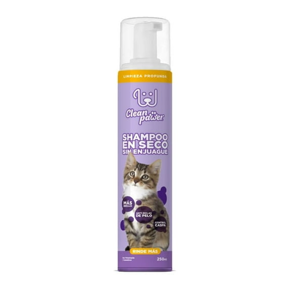 Shampoo para Gato Clean Pawer en Seco Sin Enjuague 250 ml