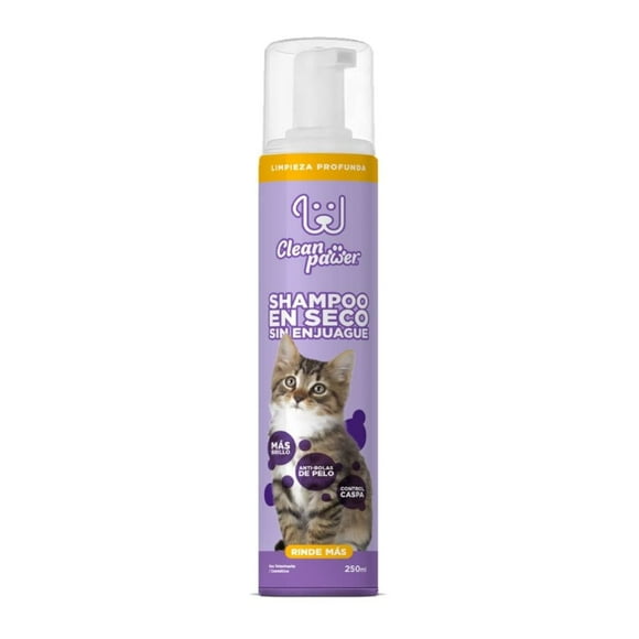 Shampoo para Gato Clean Pawer en Seco Sin Enjuague 250 ml