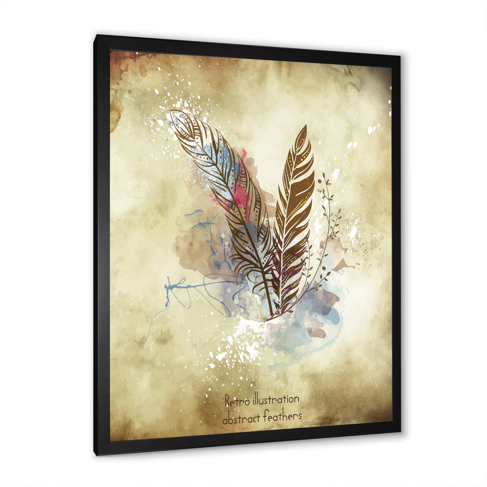 Designart 'Beige Vintage Flowers' Vintage Framed Art Print