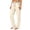 Khaki, variant on Maplenight Womens Cotton Linen Pants with Pockets Casual Elastic Waist Drawstring Straight Leg Pants Summer Lounge Travel Beach Trousers
