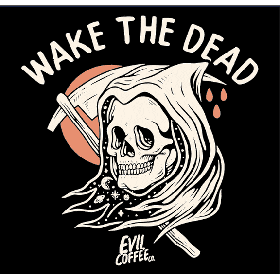 Evil Coffee Cool Helmet Stickers - Moto Sticker, Motocross Decals, 3 Pack Stickers, Skeleton Decal, UV Stable, Weather Resistant, Pop Culture Sticker for Coffee Lovers