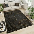 thumbnail image 2 of Black Gold Marble Texture Area Rug, Nordic Golden Lines Rectangle Rug With Carpet Tape For Living Room Bedroom Men Home Room Decor 4 x 6ft, 2 of 6
