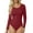 Burgundy, variant on Round Neck Long Sleeve Bodysuit Fitted Womens Tops,Size S-XXL