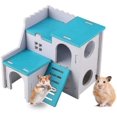 thumbnail image 1 of Casa de madera para hámster, cabaña escondida de Animal PEQUEÑO equipada con escalera, cabaña de dos pisos para hámster, 1 of 5