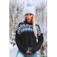 thumbnail image 4 of CoCopeaunts Womens Vintage Knit Sweaters Diamond Pattern Casual Loose Fit Long Sleeve Pullover Tops for Winter 2022, 4 of 6